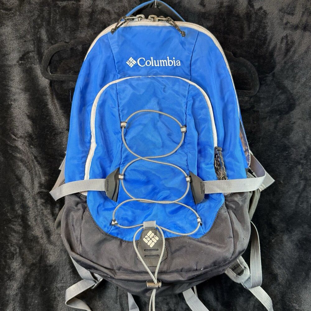 Columbia Backpack Travel Hiking Utility Pockets Adjustable Strap Blue Black